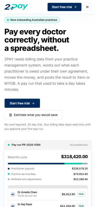 2Pay website on a phone