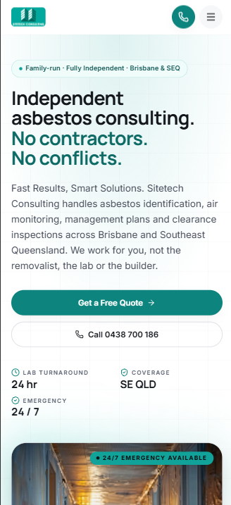 Site Tech Consulting website on a phone